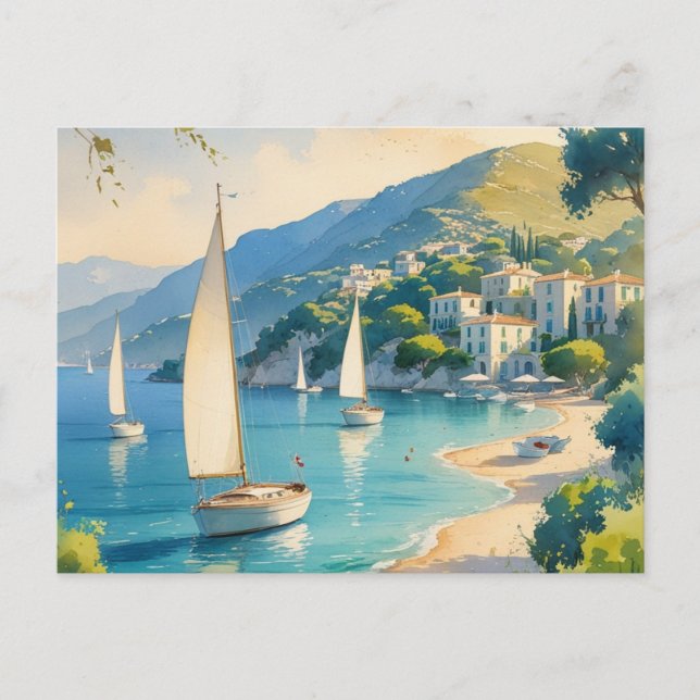 Vintager Stil Cote D'Azur Ankündigungspostkarte (Vorderseite)