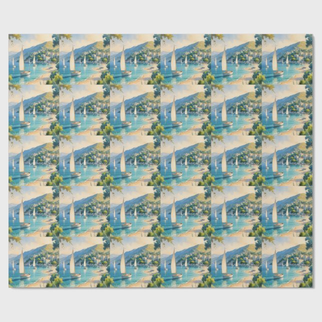 Vintager Stil Cote D'Azur Geschenkpapier (Flach)