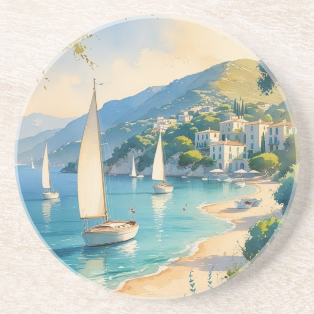 Vintager Stil Cote D'Azur Getränkeuntersetzer (Vorne)