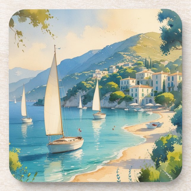 Vintager Stil Cote D'Azur Getränkeuntersetzer (Vorderseite)