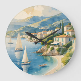 Vintager Stil Cote D'Azur Große Wanduhr