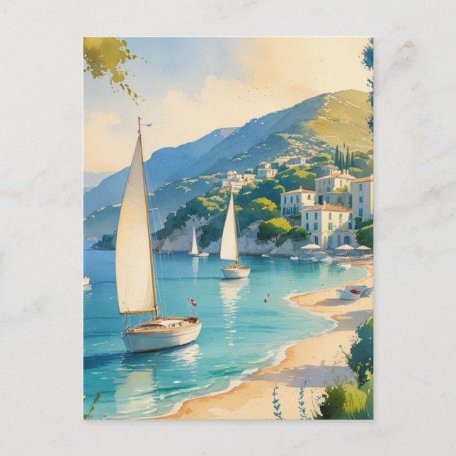 Vintager Stil Cote D'Azur Postkarte (Vorderseite)