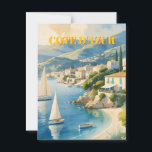 Vintager Stil Cote D'Azur Postkarte<br><div class="desc">Französische und europäische Reisewerbung - Strand,  Dorf,  Menschen,  Bäume,  blaues Meer und Himmelsbild</div>