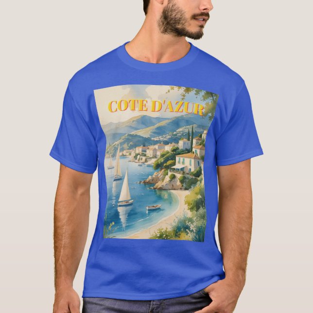 Vintager Stil Cote D'Azur T-Shirt (Vorderseite)