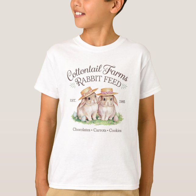Vintager Stil Cottontail Osterhase T-Shirt (Vorderseite)