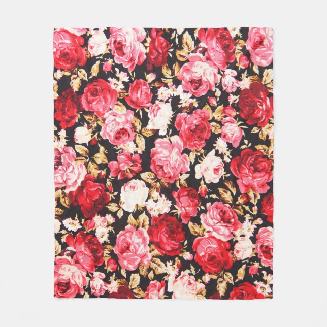 Vintager Stil der Blume Stoff Muster Fleecedecke (Vorderseite)