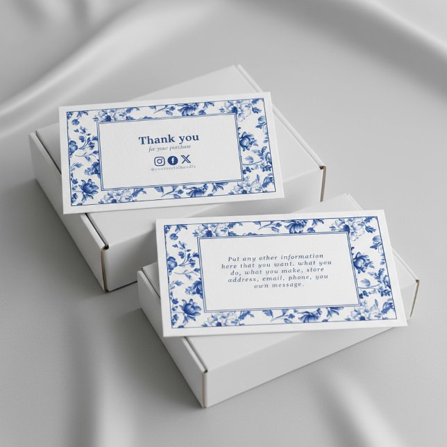 Vintager Stil floral delsoftware social danke Begleitkarte (Vintage style floral delftware social thank you enclosure card.)