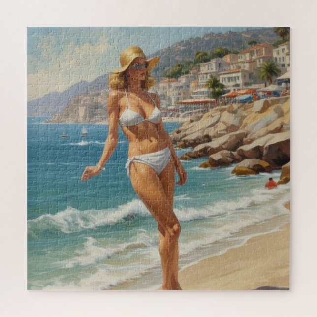 Vintager Stil Französische Riviera Reisen Beach Gi (Vertikal)