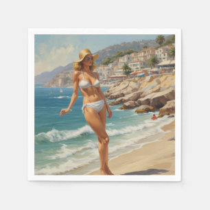Vintager Stil Französische Riviera Reisen Beach Gi Serviette