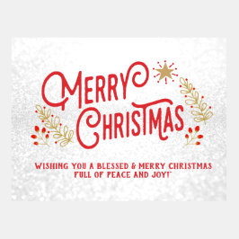 Vintager Stil Frohe Weihnachten mit Goldakzenten Postkarten-Vorlage