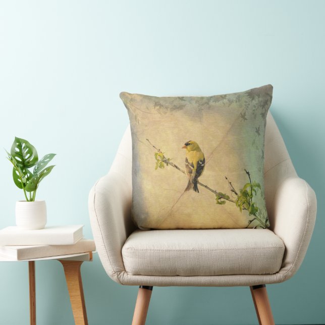 Vintager Stil für den Gelben Goldflossen-Vogelbaum Kissen (Stuhl )