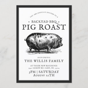 Vintager Stil  GRILLEN Pig Roast Party Einladung