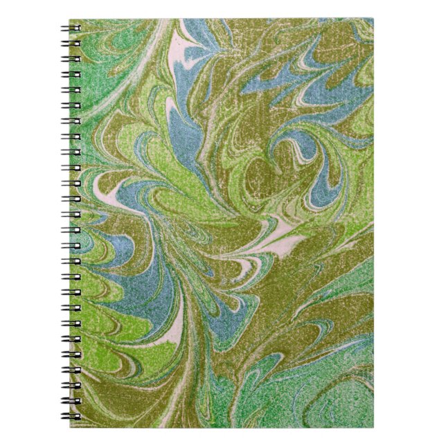 Vintager Stil grüne Tapestry Look Spiral Notebook Notizblock (Vorderseite)