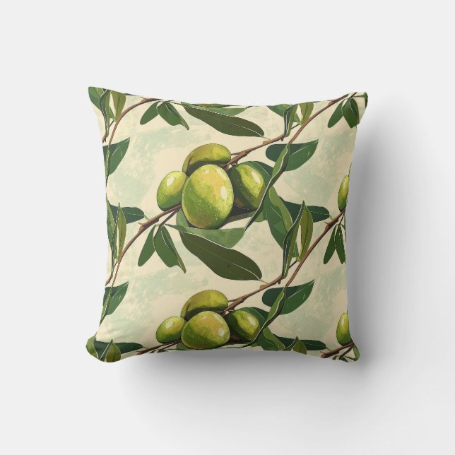 Vintager Stil, grünes Olive Kissen (Vorderseite)