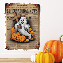 Vintager Stil Halloween Newspapier Cross Ghost