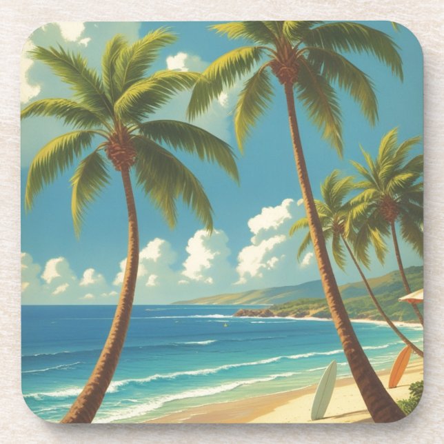 Vintager Stil Hawaii Reise Aloha Von Hawaii Getränkeuntersetzer (Vorderseite)