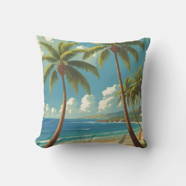 Vintager Stil Hawaii Reise Aloha Von Hawaii Kissen (Vorderseite)