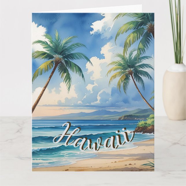 Vintager Stil Hawaii Reiseküste Blue Sea Karte (Vorderseite)