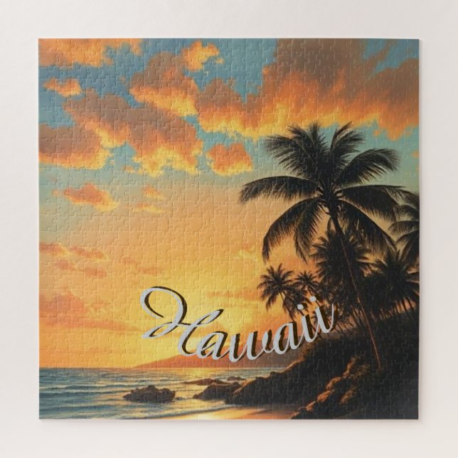 Vintager Stil Hawaiian Reisen Küste Meer Sunset (Vertikal)