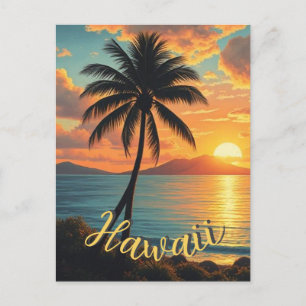 Vintager Stil Hawaiian Reisen Küste Meer Sunset Feiertagspostkarte