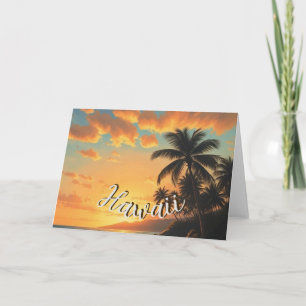 Vintager Stil Hawaiian Reisen Küste Meer Sunset Karte