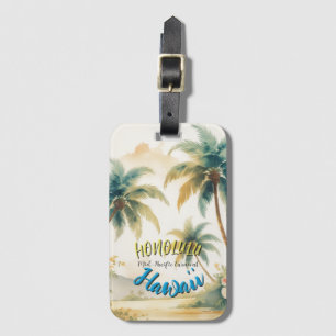 Vintager Stil Hawaiian Seascape Palms Gepäckanhänger