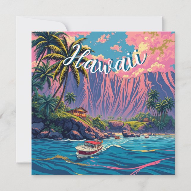Vintager Stil Hawaiian Travel Honolulu Mittelpazif (Vorderseite)