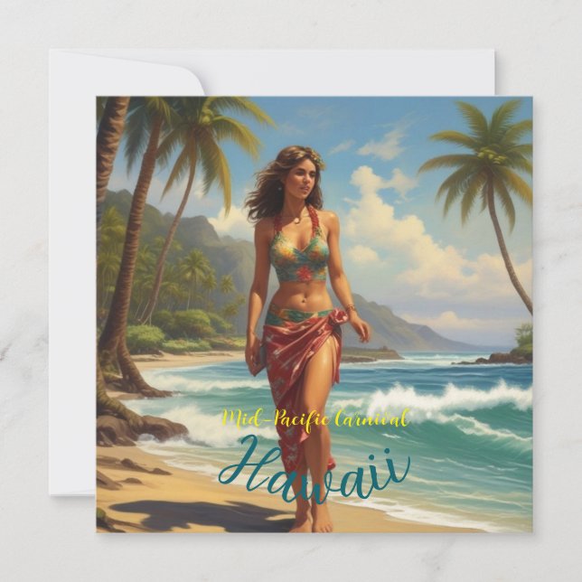 Vintager Stil Hawaiian Travel Honolulu Mittelpazif (Vorderseite)