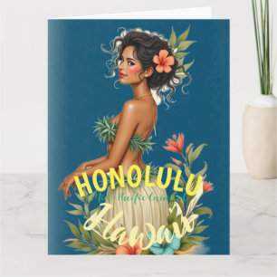 Vintager Stil Hawaiian Travel Honolulu Mittelpazif Karte