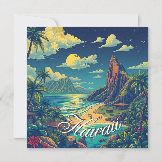Vintager Stil Hawaiian Travel Honolulu Mittelpazif Karte (Vorderseite)