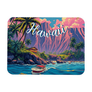 Vintager Stil Hawaiian Travel Honolulu Mittelpazif Magnet