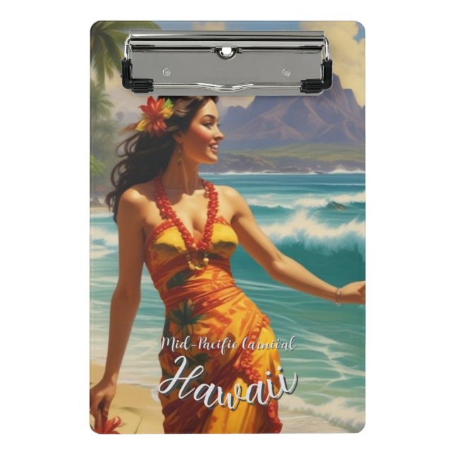 Vintager Stil Hawaiian Travel Honolulu Mittelpazif Mini Klemmbrett (Vorderseite)