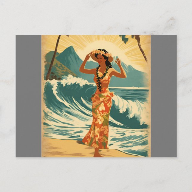Vintager Stil Hawaiian Travel Honolulu Mittelpazif Postkarte (Vorderseite)