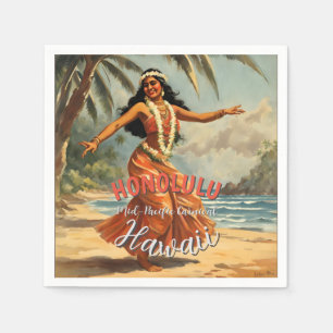Vintager Stil Hawaiian Travel Honolulu Mittelpazif Serviette