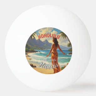 Vintager Stil Hawaiian Travel Honolulu Mittelpazif Tischtennisball