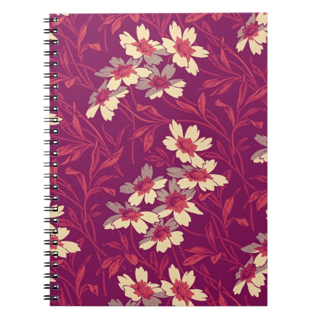 Vintager Stil Magenta Rosa Blumenspirale Notizblock (Vorderseite)