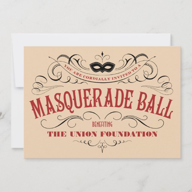 Vintager Stil Masquerade Ball Einladungen (Vorderseite)