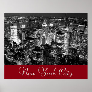 Vintager Stil New York City Schwarz-weiß Red Poster
