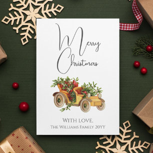Vintager Stil Old Car Mistletoe Frohe Weihnachten