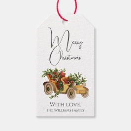 Vintager Stil Old Car Mistletoe Frohe Weihnachten Geschenkanhänger