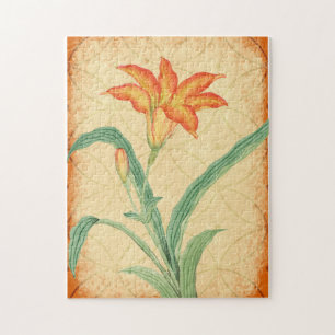 Vintager Stil Orange Lily Blume Blumenpuzzle