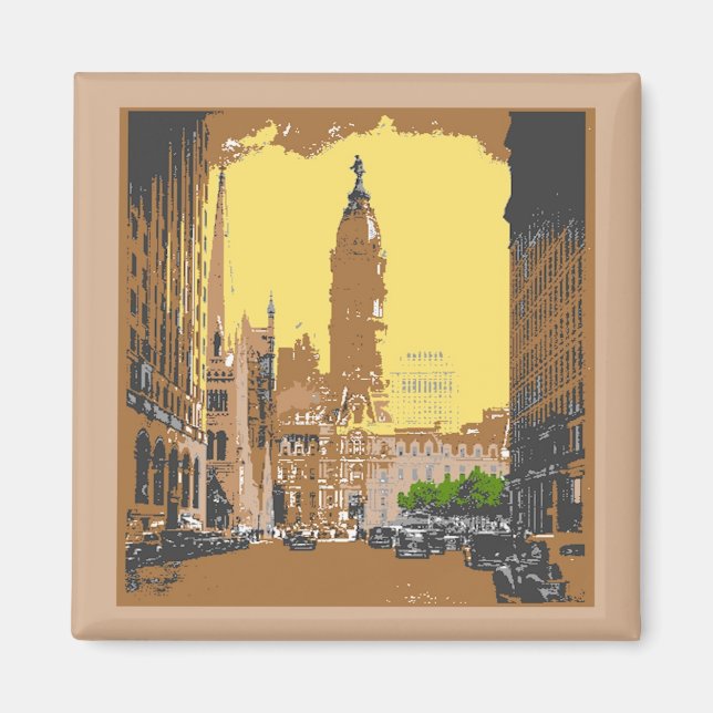 Vintager Stil Philadelphia Rathaus Magnet (Vorne)