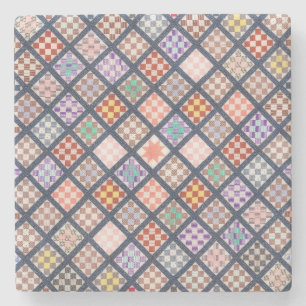 Vintager Stil Quilt Squares Kunstmarmor Steinuntersetzer