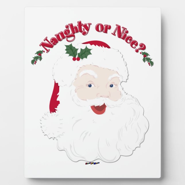 Vintager Stil Santa Naughty oder Nice? Fotoplatte (Vorderseite)