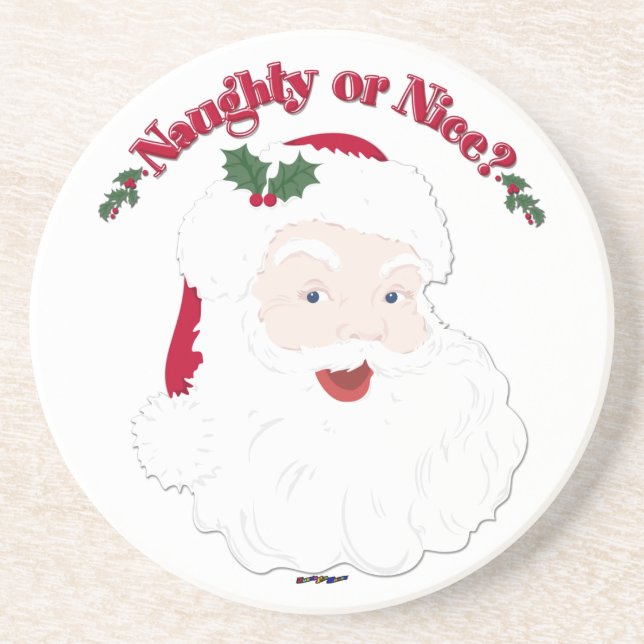 Vintager Stil Santa Naughty oder Nice? Sandstein Untersetzer (Vorne)