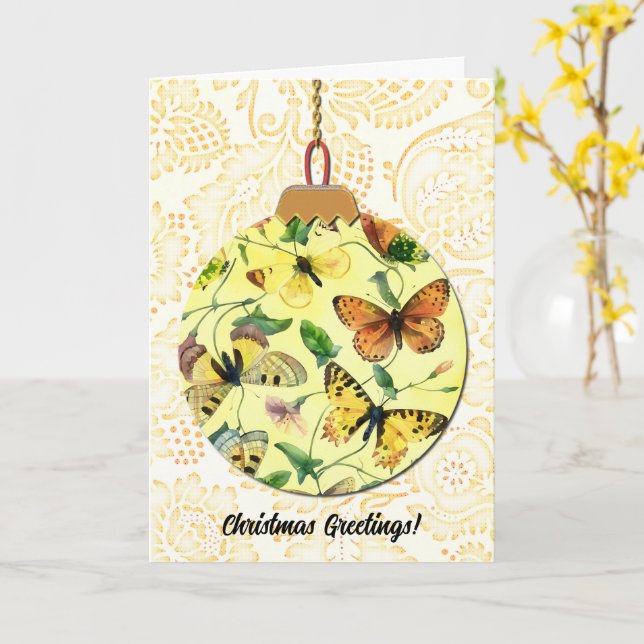Vintager Stil Schmetterling Weihnachtsschmuck Kuns Karte (Gelbe Blume)