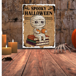 Vintager Stil Spooky Halloween Zeitungsmummy Poster