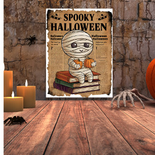 Vintager Stil Spooky Halloween Zeitungsmummy Poster