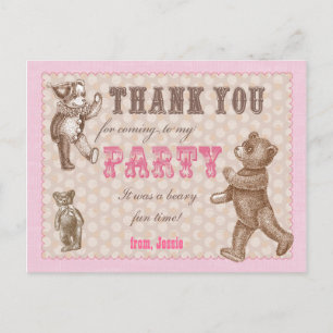 Vintager Stil Teddy Bear Danke Postcard Postkarte