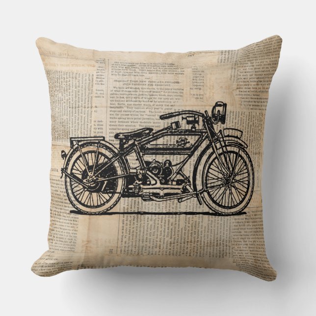 Vintager Stil von Motorrädern Kissen (Vorderseite)